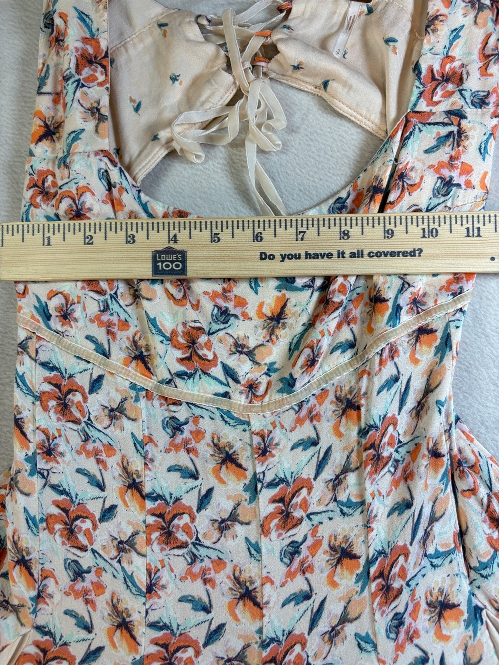 Free People Cream Floral Mini Dress with Orange & Teal Flowers - Picture 12 of 13